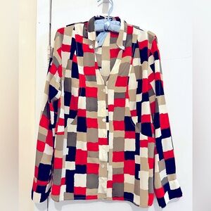Ellen Tracy colorful Geometric Patterned Blouse